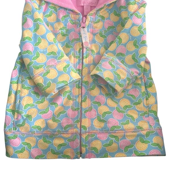 Lilly Pulitzer, Toddler Girls Zip Hoodie Jacket, Citrus Print & Light Blue, 2T - Picture 4 of 15